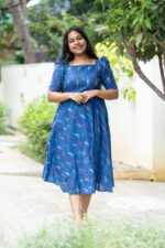 Blue Ikkat Dress - Midi Style - Image 2