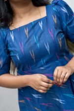 Blue Ikkat Dress - Midi Style - Image 3