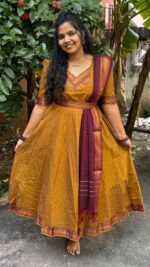 Mangalgiri Cotton Gown + Duppata+ belt