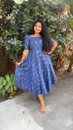 Blue Ikkat Dress - Midi Style