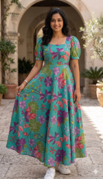 Sea Blue Floral Dress