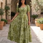 Green Floral Cotton Maxi