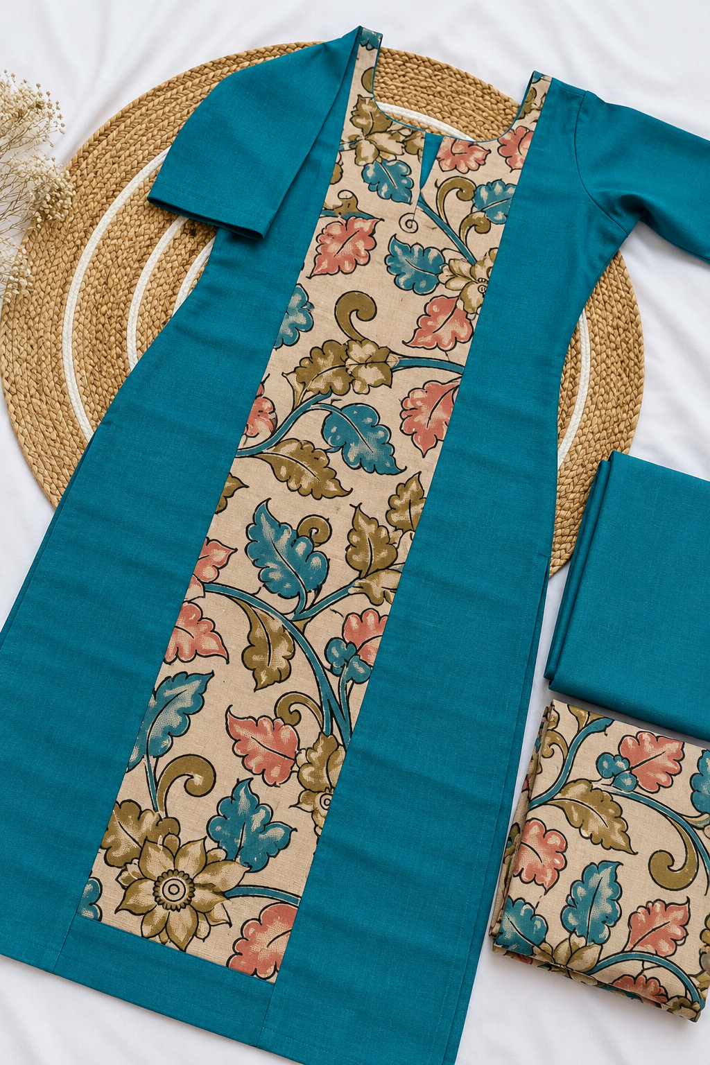 2026/10/2031885.png South cotton Kalamkari hand-painted Kurti - Image 1